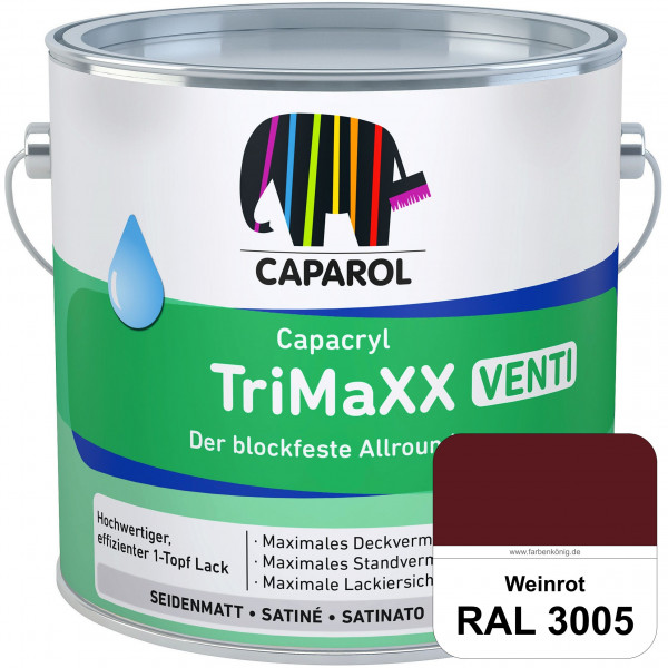 Capacryl TriMaXX Venti (RAL 3005 Weinrot) Der blockfeste Allrounder für Fenster & Türen