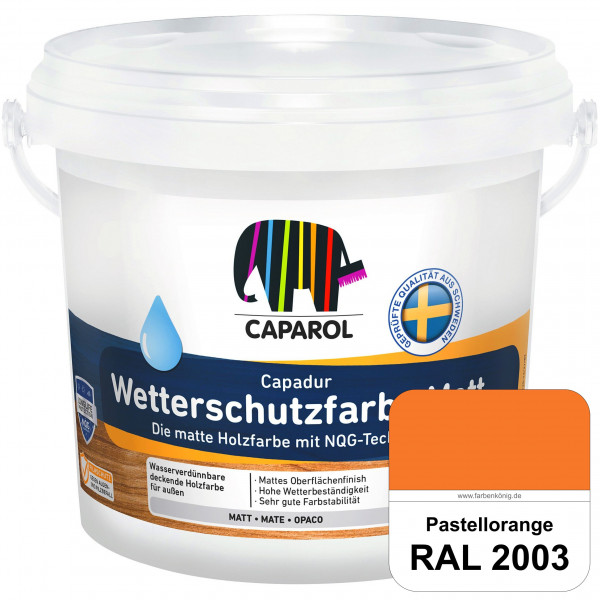 Capadur Wetterschutzfarbe Matt (RAL 2003 Pastellorange) matte Holzfarbe mit NQG-Technologie für auße