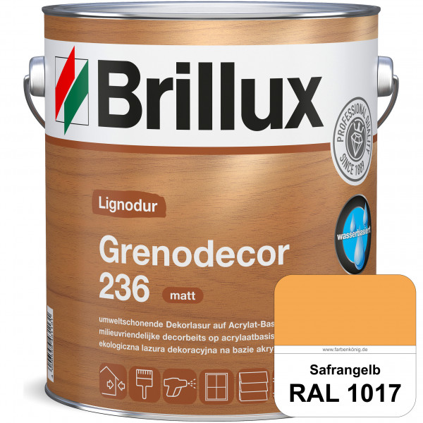 Grenodecor 236 (RAL 1017 Safrangelb) Umwelt- und gesundheitsschonende, diffusionsfähige Dekorlasur m