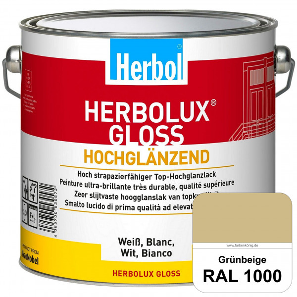 Herbolux Gloss (RAL 1000 Grünbeige) strapazierfähiger Top-Hochglanzlack (lösemittelhaltig) für innen