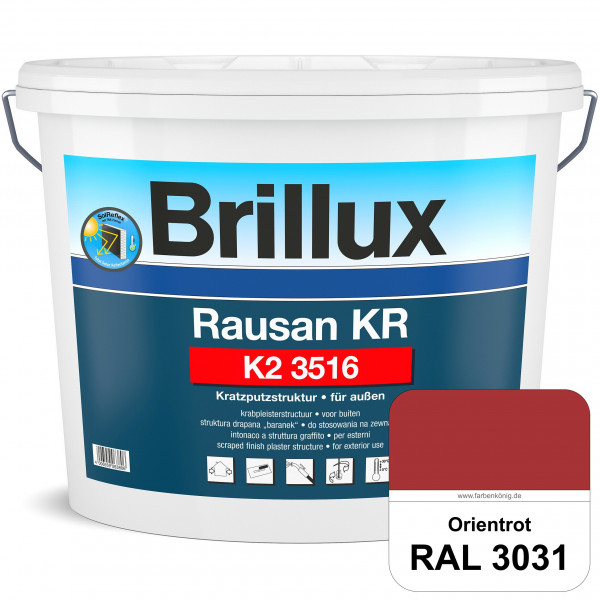 Rausan KR K2 3516 mit Protect (RAL 3031 Orientrot) Organisch gebundener Kratzputz für wetterbeständi