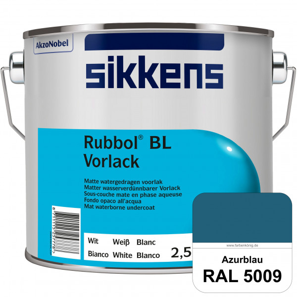Rubbol BL Vorlack (RAL 5009 Azurblau) Wasserbasierter, matter & umweltschonender Vorlack (innen)
