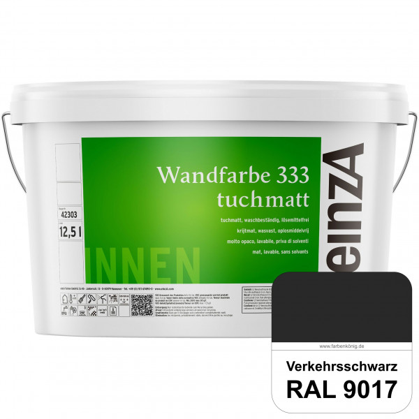 einzA Wandfarbe 333 tuchmatt (RAL 9017 Verkehrsschwarz) Hochdeckende, waschbeständige Wandfarbe
