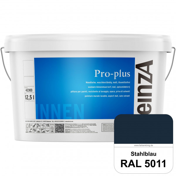 einzA Pro-plus (RAL 5011 Stahlblau) Lösemittelfreie waschbeständige Kunststoff-Dispersionsfarbe