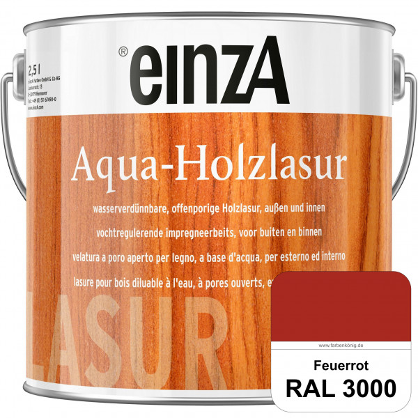 einzA Aqua-Holzlasur (RAL 3000 Feuerrot) wasserverdünnbare offenporige Holzlasur für Holzbauteile
