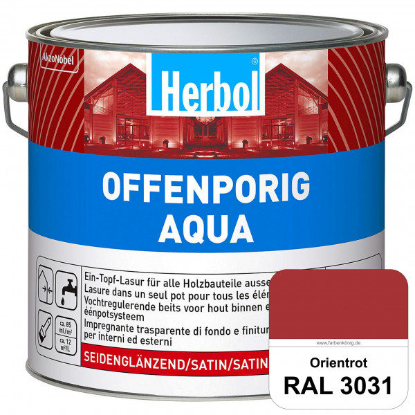Offenporig Aqua (RAL 3031 Orientrot) Wasserverdünnbar & hochwertige Ein-Topf-Holzlasur - Feuchteschu