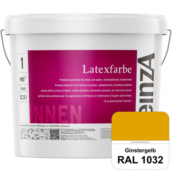 einzA Latexfarbe Premium (RAL 1032 Ginstergelb) Hochwertige scheuerbeständige seidenglänzende Latexf