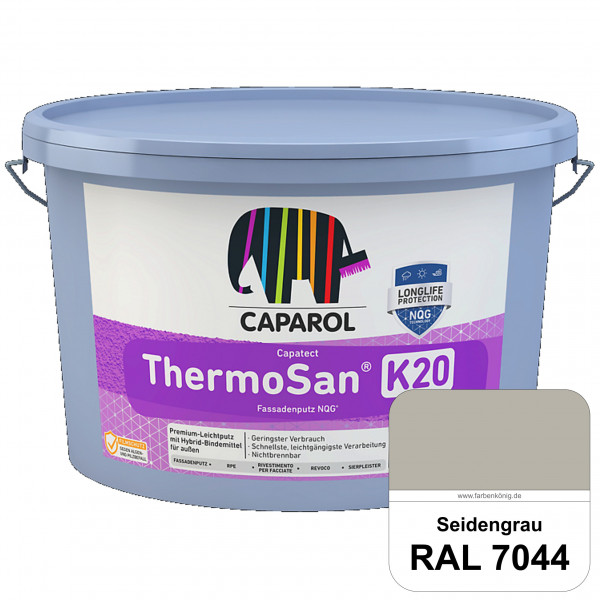 Capatect ThermoSan® Fassadenputz NQG® (K 20) (RAL 7044 Seidengrau) Kratzputz-Struktur in Körnung 2 m
