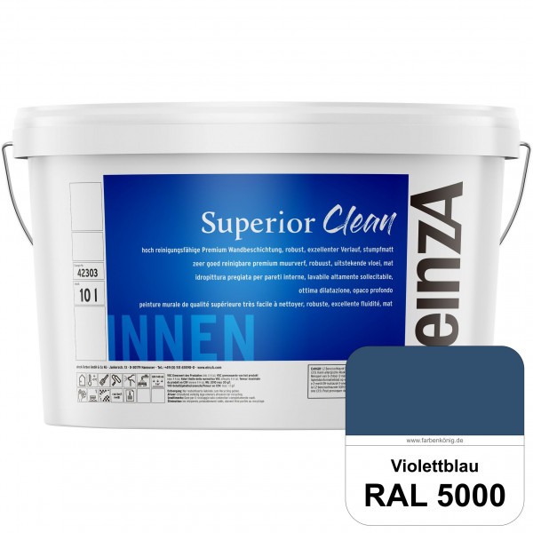 einzA Superior Clean (RAL 5000 Violettblau) Hoch reinigungsfähige, stumpfmatte Premium-Wandbeschicht