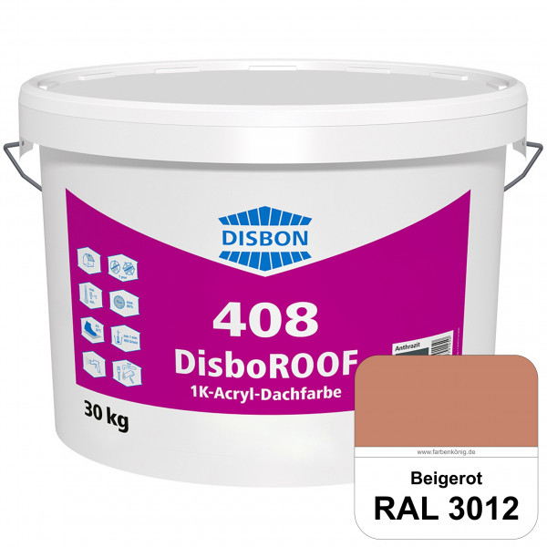 DisboROOF 408 1K-Acryl-Dachfarbe (RAL 3012 Beigerot) Elastische Reinacrylatbeschichtung für Betondac