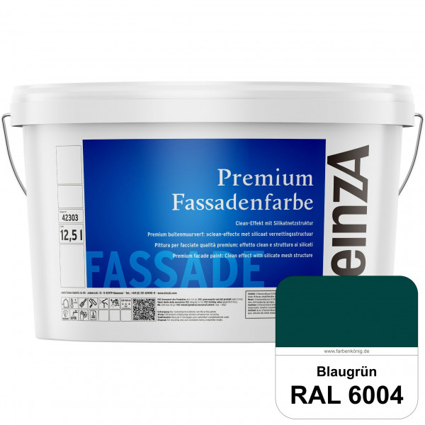 einzA Premium Fassadenfarbe (RAL 6004 Blaugrün) Hochwertige Fassadenfarbe mit Clean-Effekt