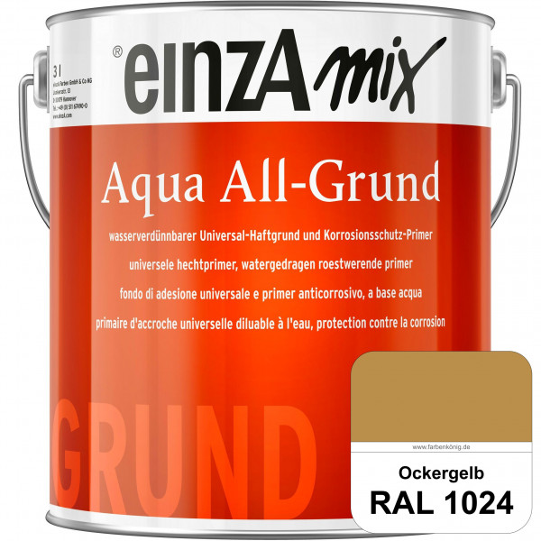 einzA Aqua All-Grund (RAL 1024 Ockergelb) Wasserverdünnbarer Haftgrund & Korrosionsschutz-Primer