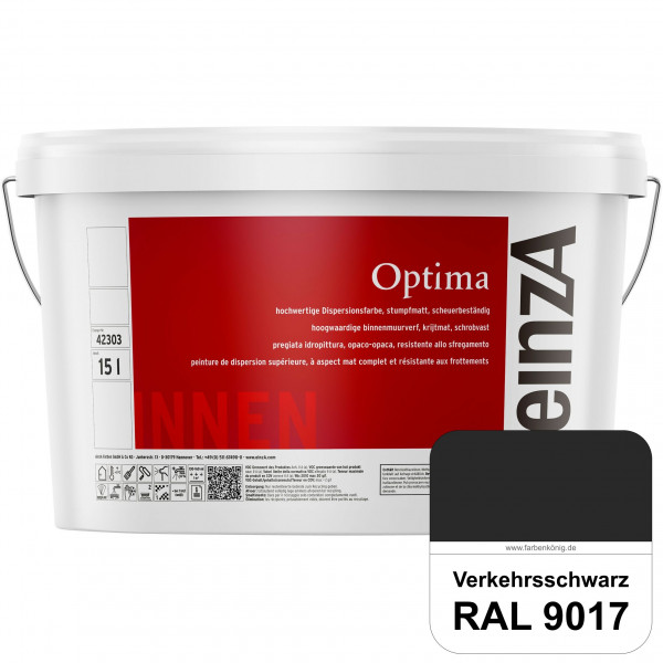 einzA Optima (RAL 9017 Verkehrsschwarz) Stumpfmatte Dispersionsfarbe für hochwertige Anstriche