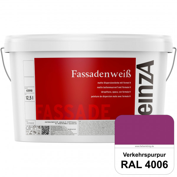 einzA Fassadenweiß (RAL 4006 Verkehrspurpur) Sil-Fassadenfarbe gegen Schmutz & Vergrünung