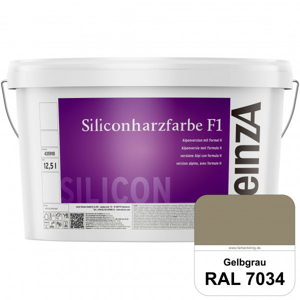 einzA Siliconharzfarbe F1 (RAL 7034 Gelbgrau) Universal Siliconharz-Fassadenfarbe, kalkmatt, wetterb