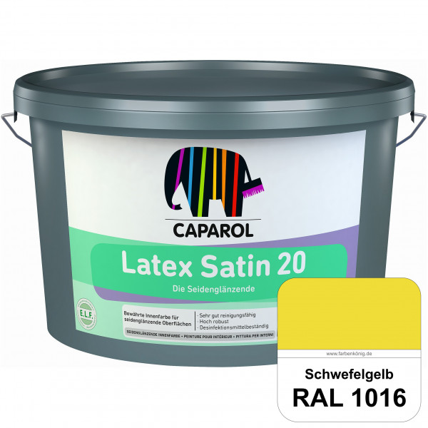 Latex Satin 20 (RAL 1016 Schwefelgelb) strapazierfähige seidenglänzende Latexfarbe (Innen)