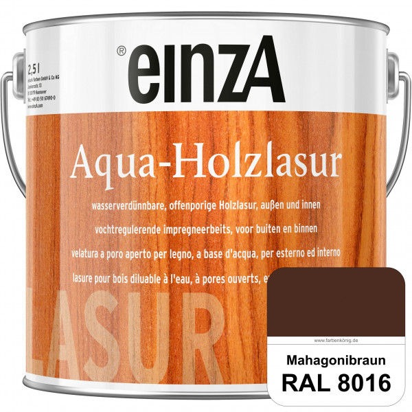 einzA Aqua-Holzlasur (RAL 8016 Mahagonibraun) wasserverdünnbare offenporige Holzlasur für Holzbautei