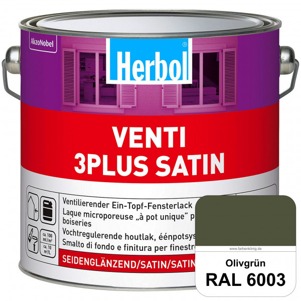 Venti 3Plus Satin (RAL 6003 Olivgrün) feuchtigkeitregulierender & seidenglänzender Ein-Topf-Fensterl