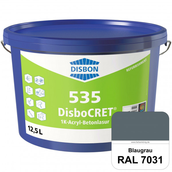DisboCRET 535 1K-Acryl-Betonlasur (RAL 7031 Blaugrau) Schutzbeschichtung für Beton im Außenbereich -