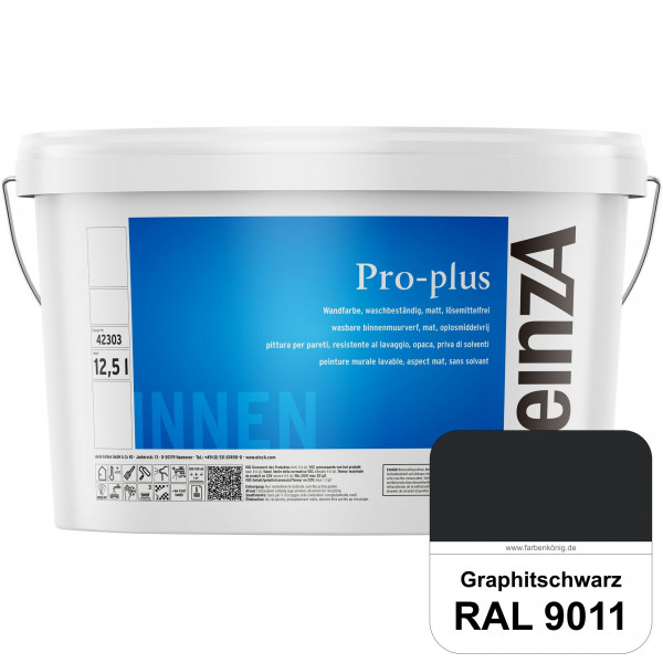 einzA Pro-plus (RAL 9011 Graphitschwarz) Lösemittelfreie waschbeständige Kunststoff-Dispersionsfarbe