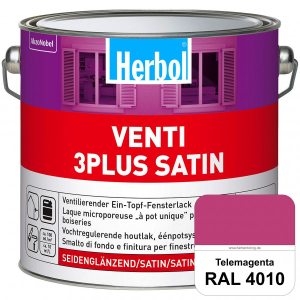 Venti 3Plus Satin (RAL 4010 Telemagenta) feuchtigkeitregulierender & seidenglänzender Ein-Topf-Fenst