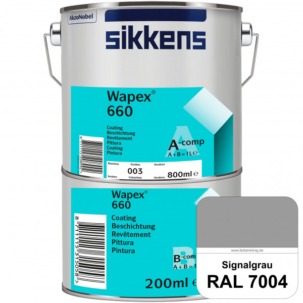 Wapex 660 Set (RAL 7004 Signalgrau) seidenglänzende 2K-Epoxidharzlack für Böden & Wände (innen)