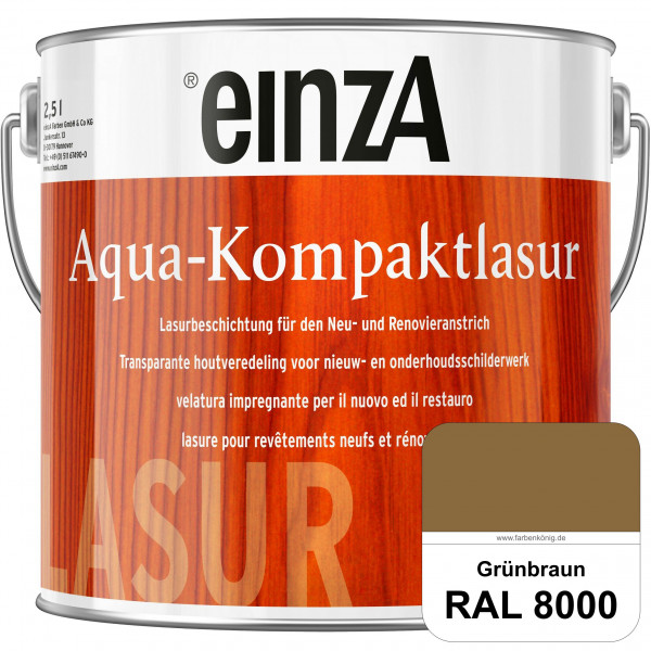 einzA Aqua-Kompaktlasur (RAL 8000 Grünbraun) wasserverdünnbare & feuchtigkeitsregulierende Lasurbesc