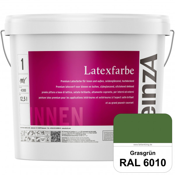 einzA Latexfarbe Premium (RAL 6010 Grasgrün) Hochwertige scheuerbeständige seidenglänzende Latexfarb