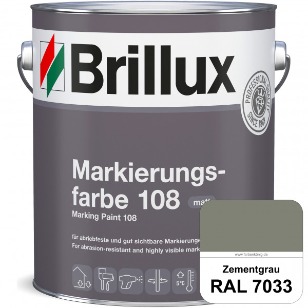 Markierungsfarbe 108 (RAL 7033 Zementgrau) Markierungsfarbe für Asphalt, Betonböden, Zementestrichen