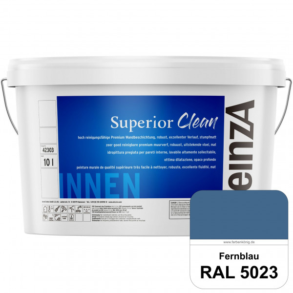 einzA Superior Clean (RAL 5023 Fernblau) Hoch reinigungsfähige, stumpfmatte Premium-Wandbeschichtung