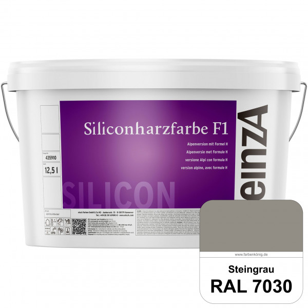 einzA Siliconharzfarbe F1 (RAL 7030 Steingrau) Universal Siliconharz-Fassadenfarbe, kalkmatt, wetter