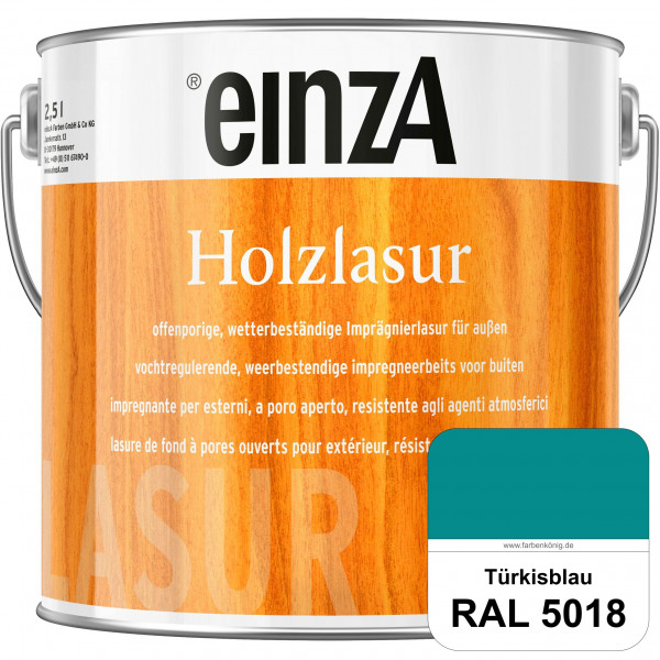 einzA Holzlasur (RAL 5018 Türkisblau) Offenporige Imprägnierlasur für Außen-Holzbauteile