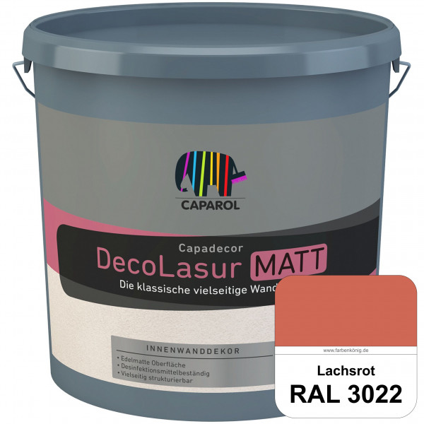 Capadecor DecoLasur Matt (RAL 3022 Lachsrot) Matte Lasurfarbe auf Dispersionsbasis (innen)
