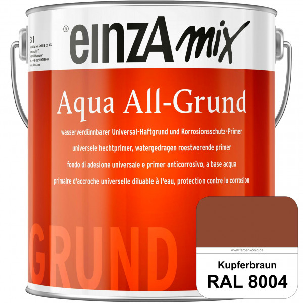 einzA Aqua All-Grund (RAL 8004 Kupferbraun) Wasserverdünnbarer Haftgrund & Korrosionsschutz-Primer