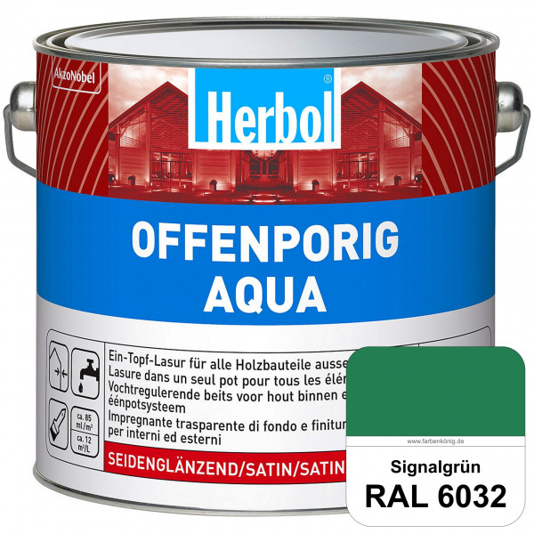 Offenporig Aqua (RAL 6032 Signalgrün) Wasserverdünnbar & hochwertige Ein-Topf-Holzlasur - Feuchtesch