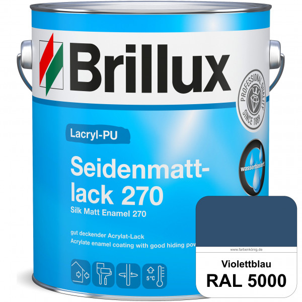 Lacryl-PU Seidenmattlack 270 (RAL 5000 Violettblau) PU-verstärkt (wasserbasiert) für außen und innen