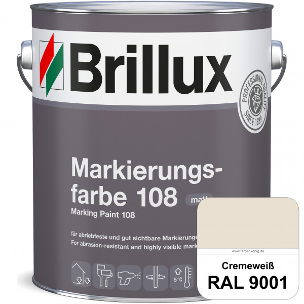Markierungsfarbe 108 (RAL 9001 Cremeweiß) Markierungsfarbe für Asphalt, Betonböden, Zementestrichen
