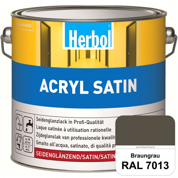 Acryl Satin (RAL 7013 Braungrau) wasserverdünnbarer seidenglänzender Lack (Innen & Außen)
