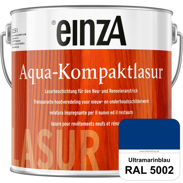 einzA Aqua-Kompaktlasur (RAL 5002 Ultramarinblau) wasserverdünnbare & feuchtigkeitsregulierende Lasu