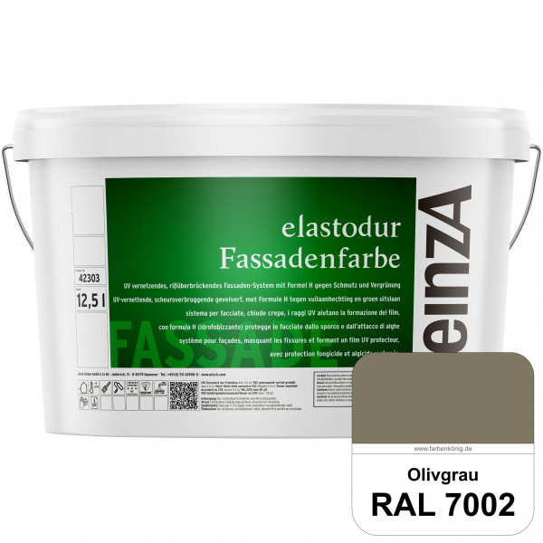 einzA elastodur Fassadenfarbe (RAL 7002 Olivgrau) UV-vernetzendes & rissüberbrückendes Fassadenfarbe