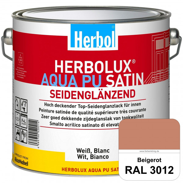 Herbolux Aqua PU Satin (RAL 3012 Beigerot) Wasserverdünnbarer Top-PU-Seidenglanzlack (Innen)