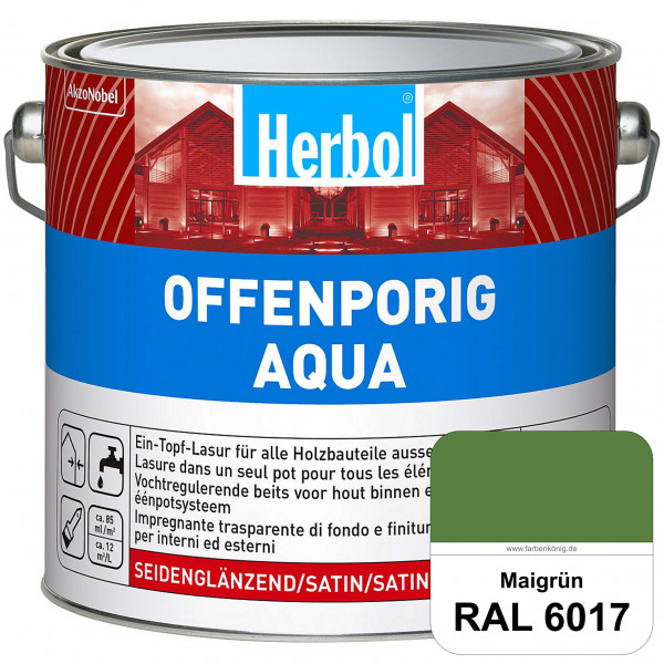 Offenporig Aqua (RAL 6017 Maigrün) Wasserverdünnbar & hochwertige Ein-Topf-Holzlasur - Feuchteschutz
