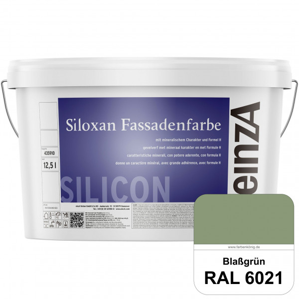 einzA Siloxan Fassadenfarbe (RAL 6021 Blassgrün) Siliconvergütete Fassadenfarbe
