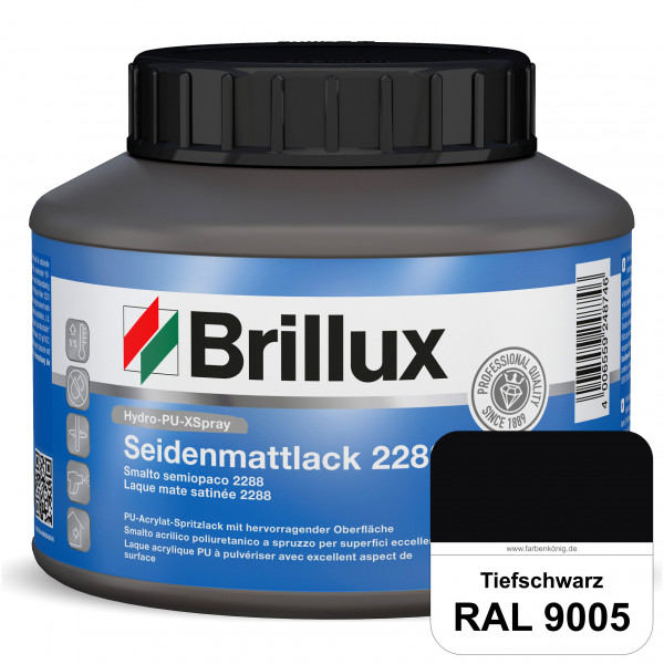 Hydro-PU-XSpray Seidenmattlack 2288 (B-Ware) - 1 Liter (RAL 9005 Tiefschwarz)