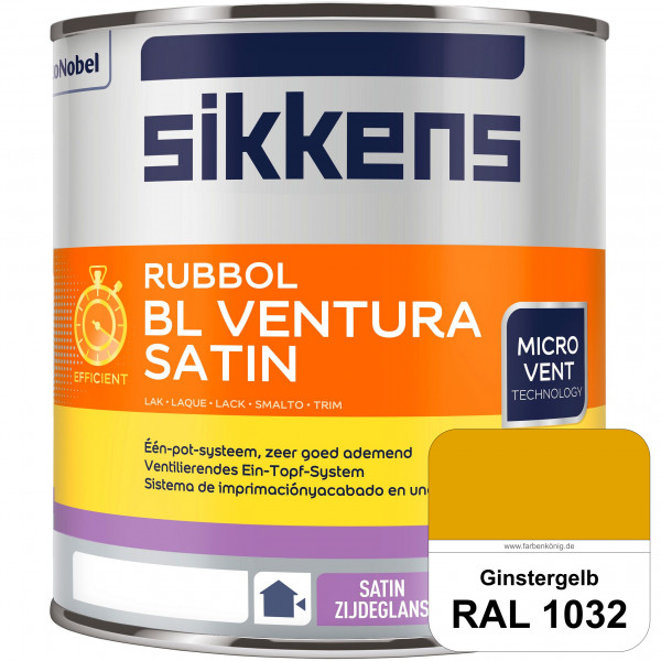 Rubbol BL Ventura Satin (RAL 1032 Ginstergelb) Seidenglanzlack (wasserbasiert) Fenster außen
