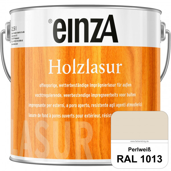 einzA Holzlasur (RAL 1013 Perlweiß) Offenporige Imprägnierlasur für Außen-Holzbauteile