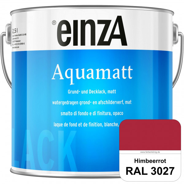 einzA Aquamatt (RAL 3027 Himbeerrot) Wasserverdünnbare Vorstreichfarbe & matte Lackfarbe