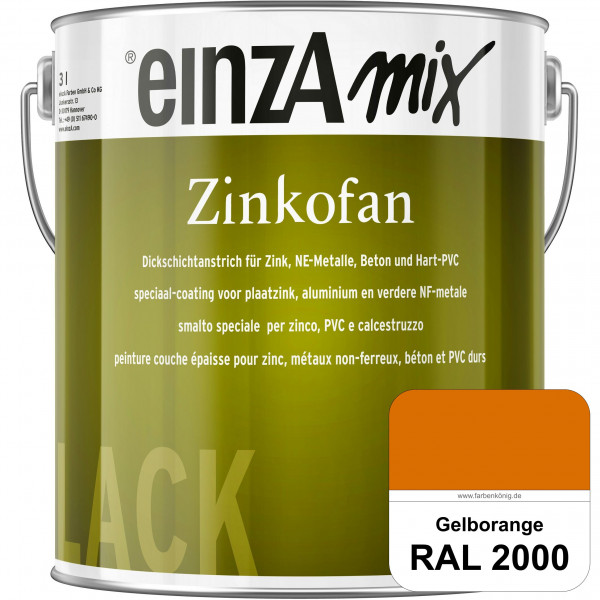 einzA Zinkofan (RAL 2000 Gelborange) Hoch wetterbeständiges "Dickschicht-1-Topf-System"