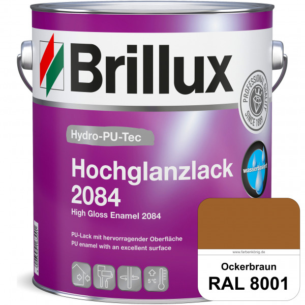 Hydro-PU-Tec Hochglanzlack 2084 (RAL 8001 Ockerbraun) wasserbasierter Hochglanzlack für Holz, Zink,
