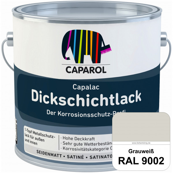 Capalac Dickschichtlack (RAL 9002 Grauweiß) 1-Topf Metallschutzlack (löselmittelhaltig) innen & auße